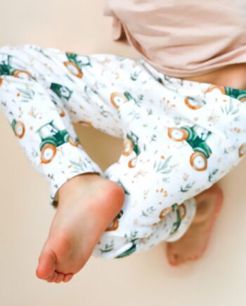 Cienkie Legginsy - Traktory Zielone