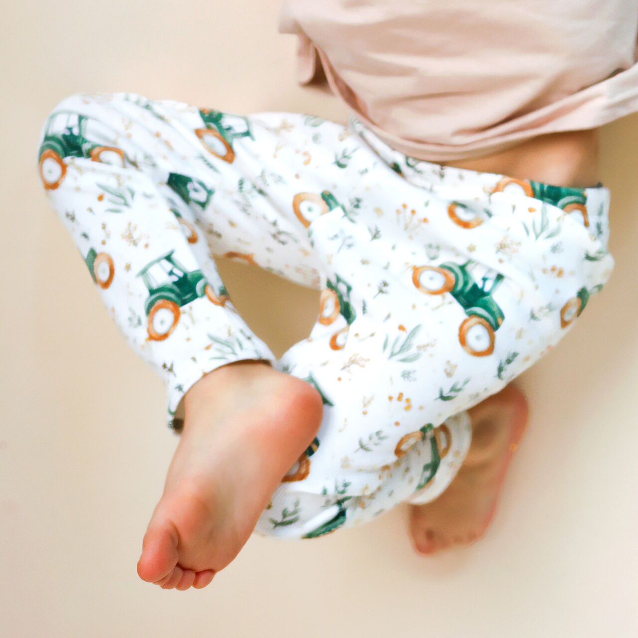 Cienkie Legginsy - Traktory Zielone